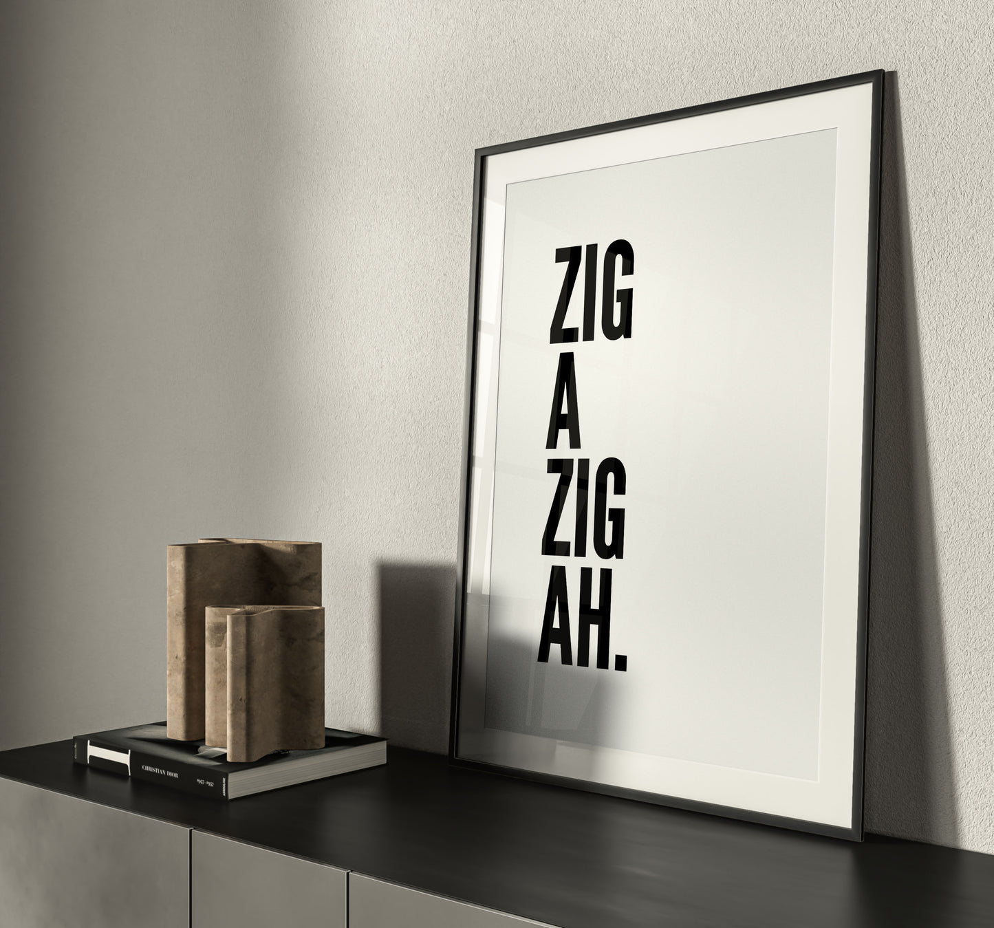 Zig a Zig White Print