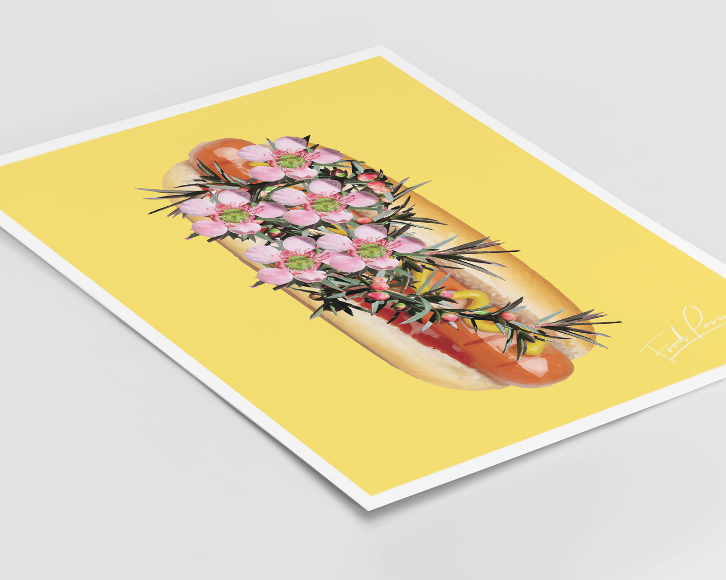 Hot Dog Floral Yellow Print
