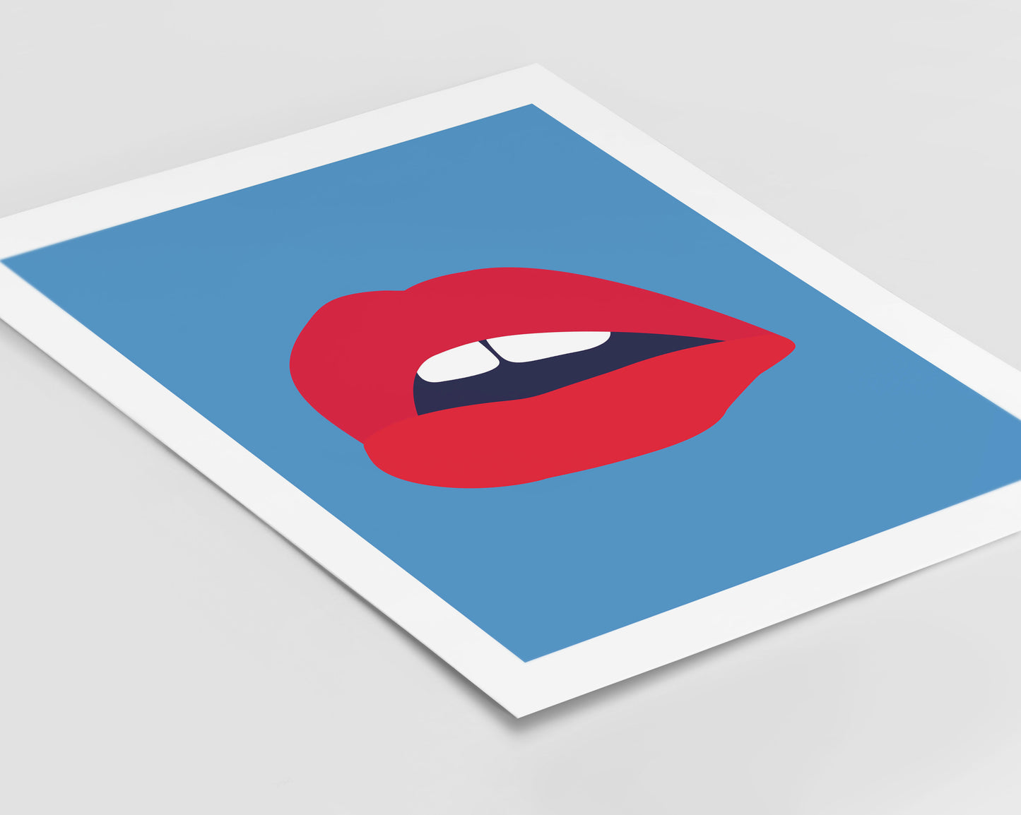 Red Lips Blue Back Print