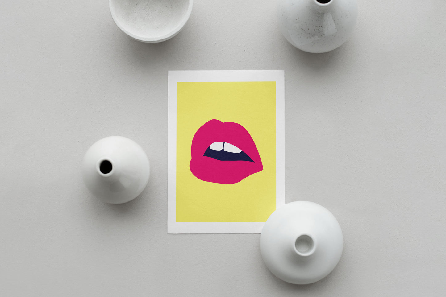 Pink Lips Yellow Back Print