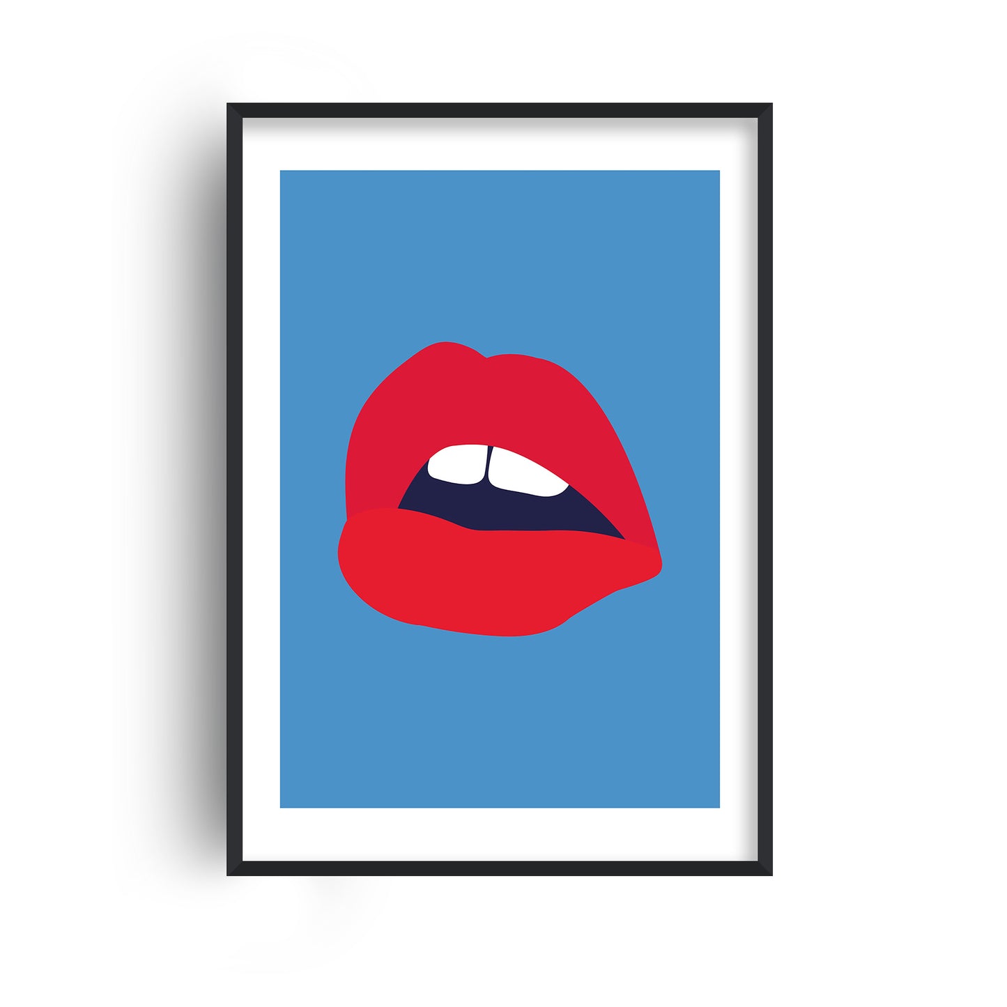 Red Lips Blue Back Print