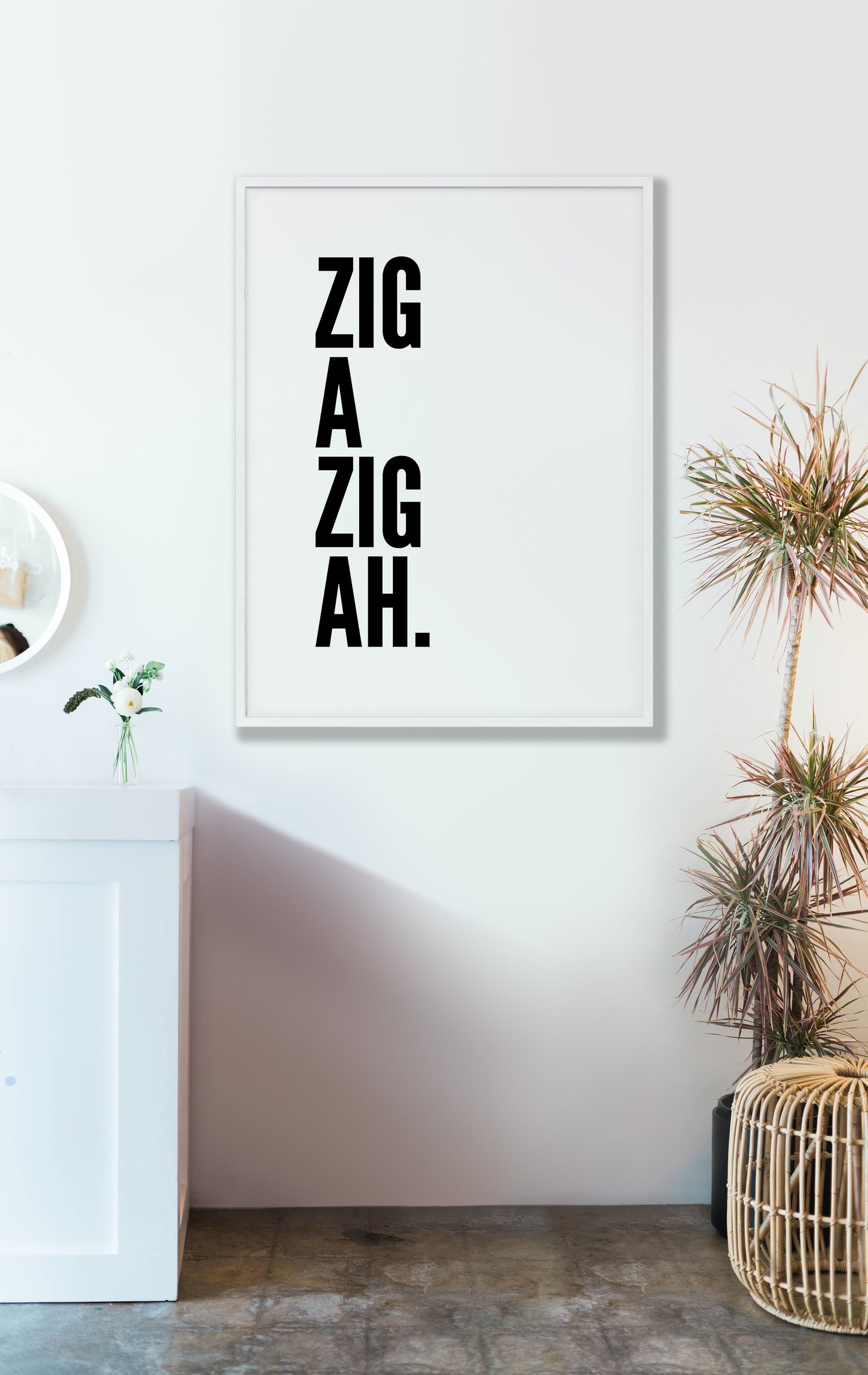 Zig a Zig White Print