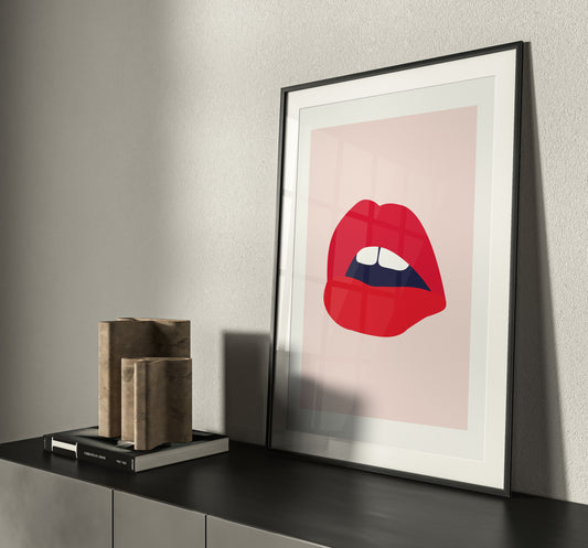 Red Lips Salmon Back Print