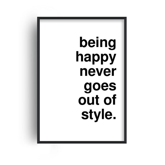 Being Happy White Print